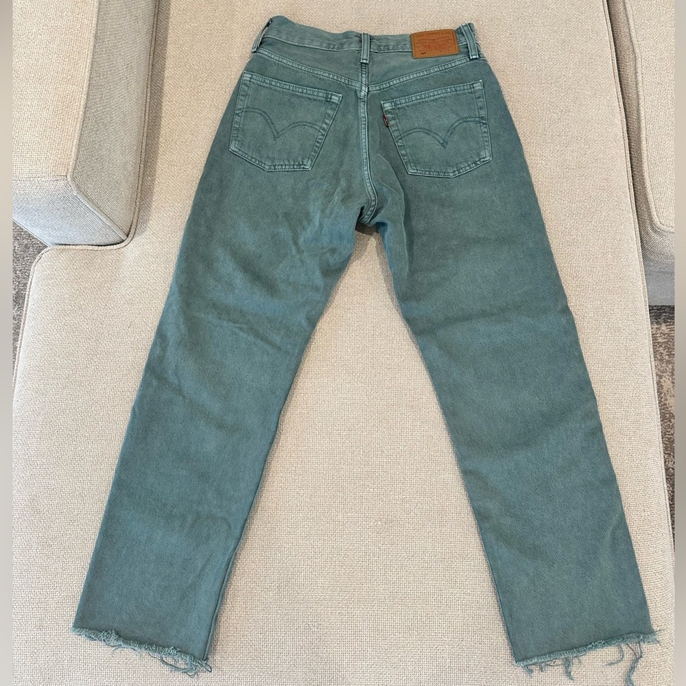 Levi’s 501 Cropped Jeans Boho Green Size 26 - Picture 6 of 14